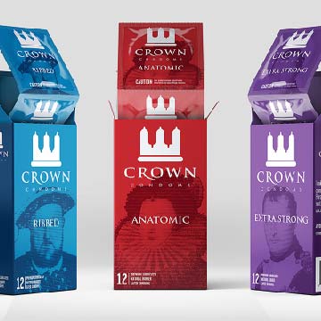 Jacobo De La Rosa, Crown Condoms, packaging, variable, 2019.